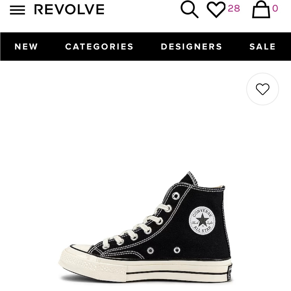 Converse Chuck 70 Hi Sneaker in Black & Egret